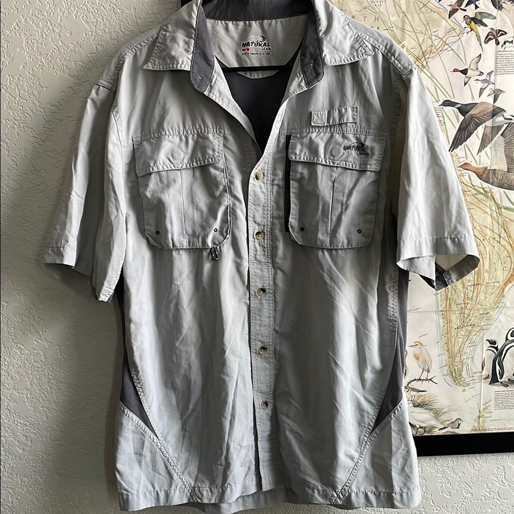 Gray Short Sleeve Button-Up Shirt